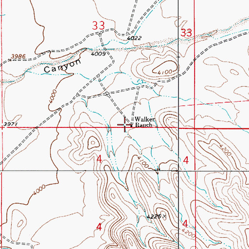 Topographic Map of Walker Ranch, NM