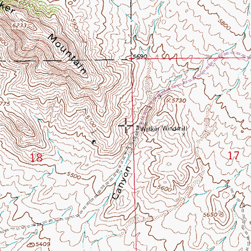 Topographic Map of Walker Windmill, NM