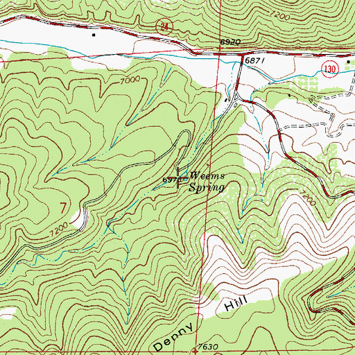 Topographic Map of Weems Spring, NM