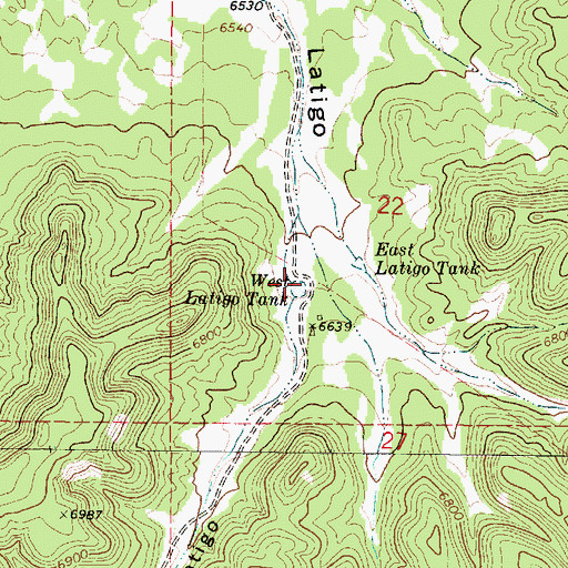 Topographic Map of West Latigo Tank, NM