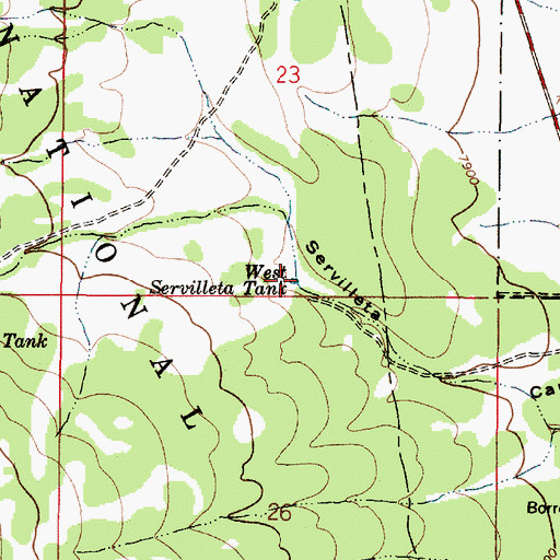 Topographic Map of West Servilleta Tank, NM