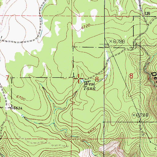 Topographic Map of West Tank, NM