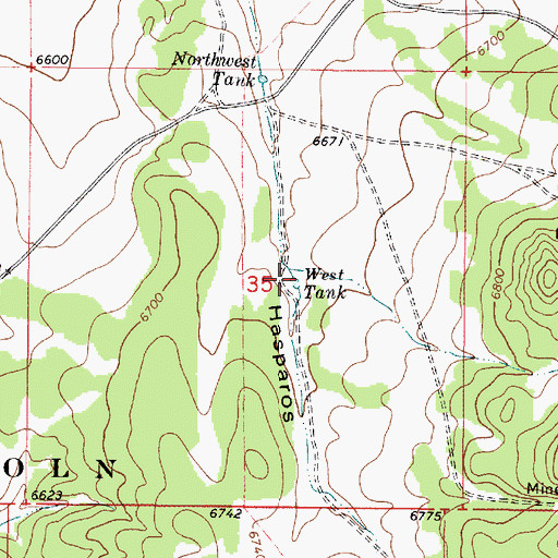 Topographic Map of West Tank, NM