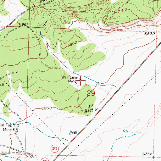 Topographic Map of Westvaco Mine, NM