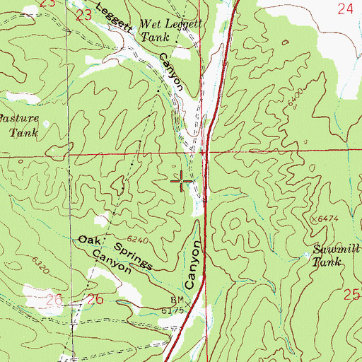 Topographic Map of Wet Leggett Canyon, NM