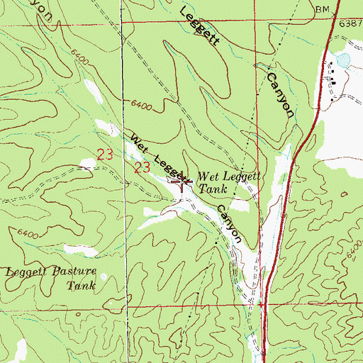 Topographic Map of Wet Leggett Tank, NM