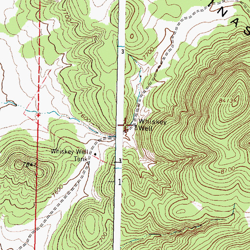 Topographic Map of Whiskey Well, NM