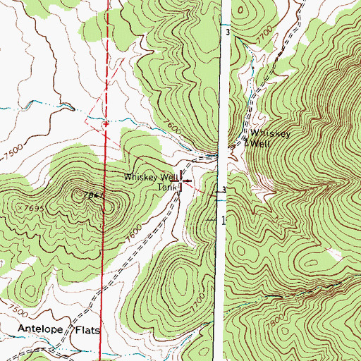Topographic Map of Whiskey Well Tank, NM