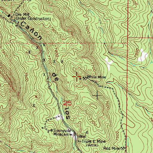 Topographic Map of White Mine, NM