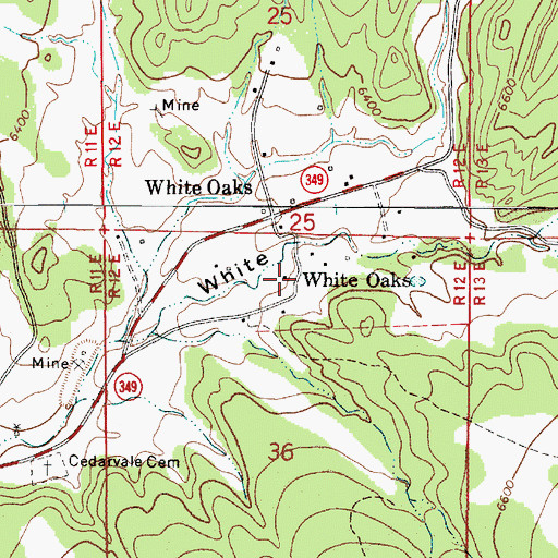 Topographic Map of White Oaks, NM