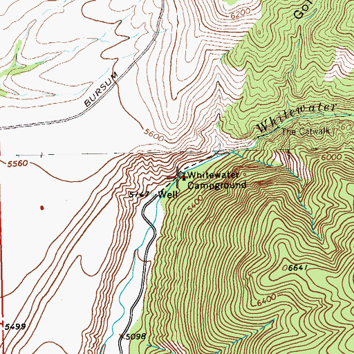 Topographic Map of Whitewater Campground, NM