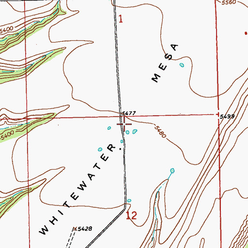 Topographic Map of Whitewater Mesa, NM