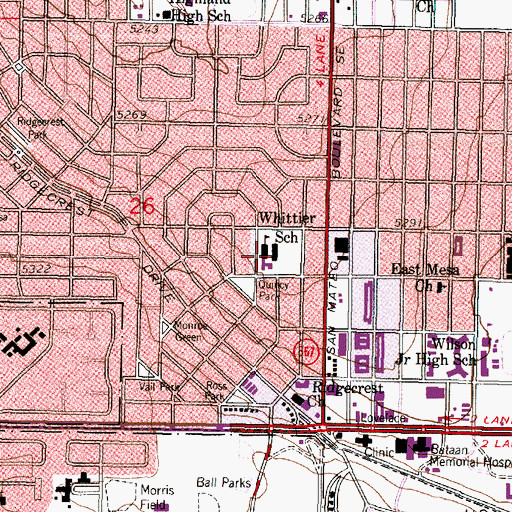 Topographic Map of Whittier Elementary School, NM