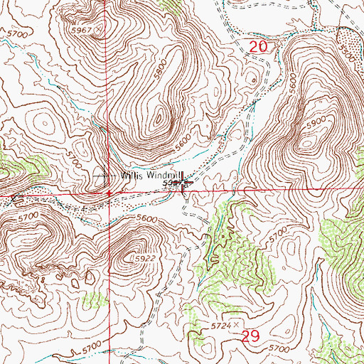Topographic Map of Willis Windmill, NM