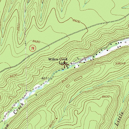 Topographic Map of Willow Creek Lodge, NM
