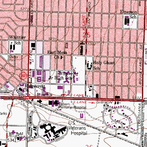 Topographic Map of Wilson Middle School, NM