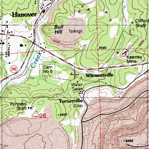 Topographic Map of Wimsattville, NM