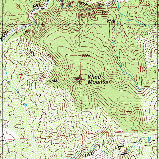 Topographic Map of Wind Mountain, NM