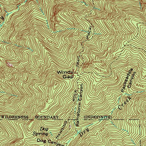 Topographic Map of Windy Gap, NM
