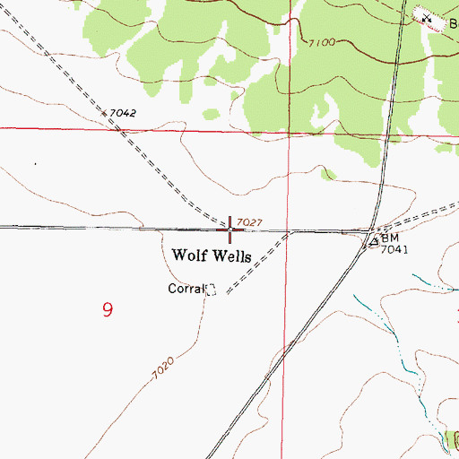 Topographic Map of Wolf Wells, NM