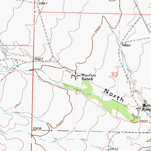 Topographic Map of Woofter Ranch, NM