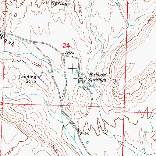 Topographic Map of Pakoon Springs, AZ