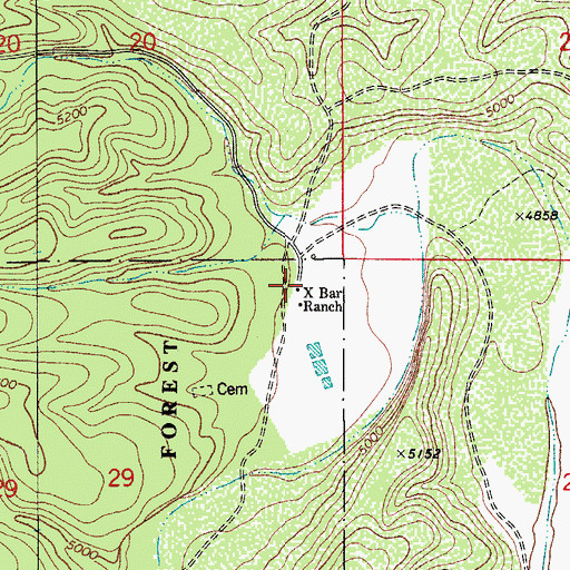 Topographic Map of X Bar Ranch, NM