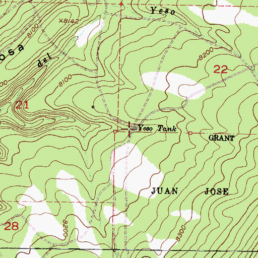Topographic Map of Yeso Tank, NM