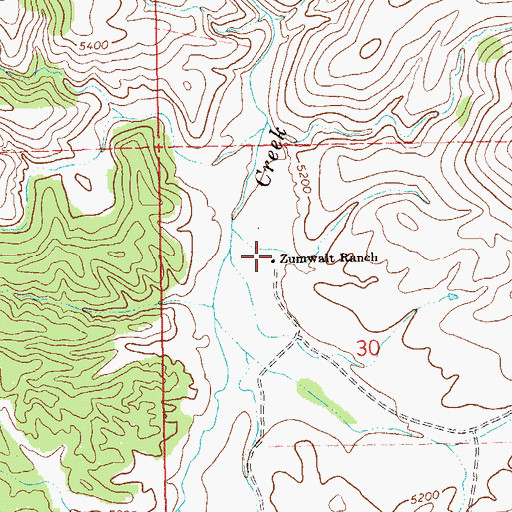 Topographic Map of Zumwalt Ranch, NM