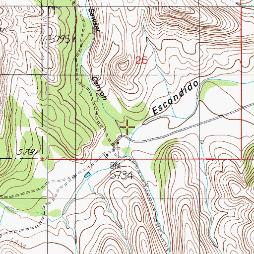 Topographic Map of Sawset Canyon, NM