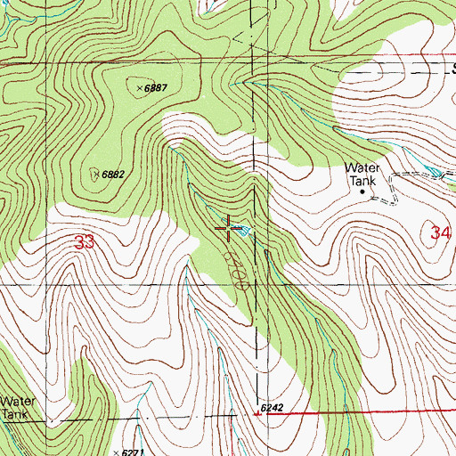 Topographic Map of Burtcher Tank, NM
