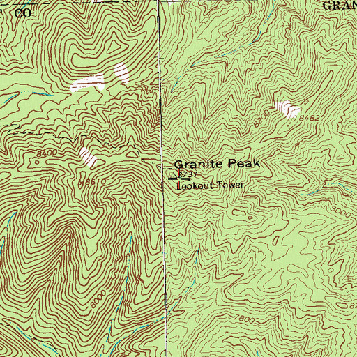 Topographic Map of Granite Peak Lookout, NM