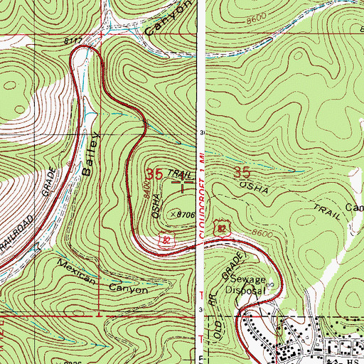 Topographic Map of Osha Trail, NM