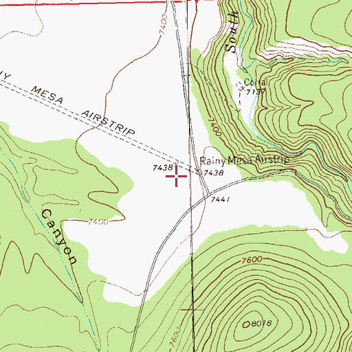 Topographic Map of Rainy Mesa Airstrip (historical), NM