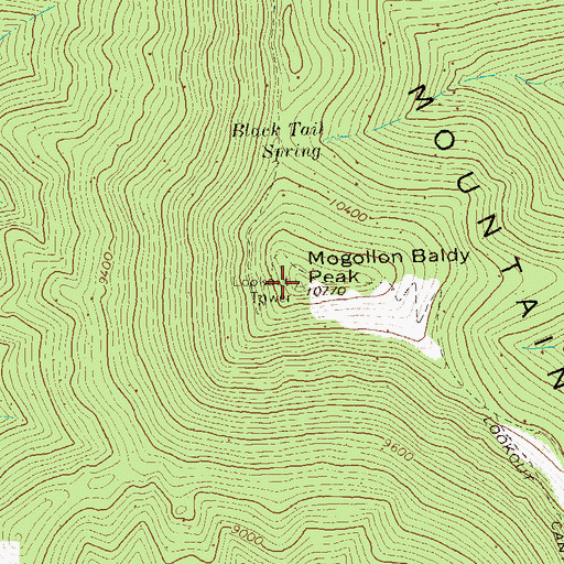 Topographic Map of Mogollon Baldy Lookout, NM