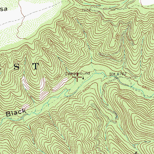 Topographic Map of Upper Black Canyon Campground, NM