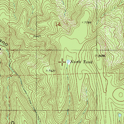 Topographic Map of North Tank, NM