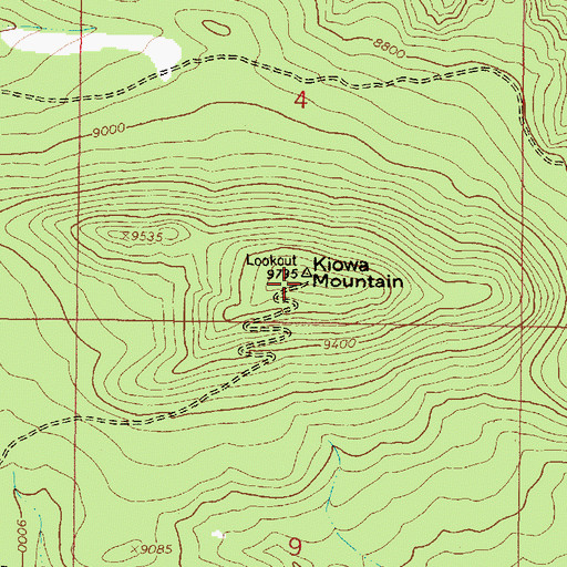 Topographic Map of Kiowa Mountain Lookout, NM