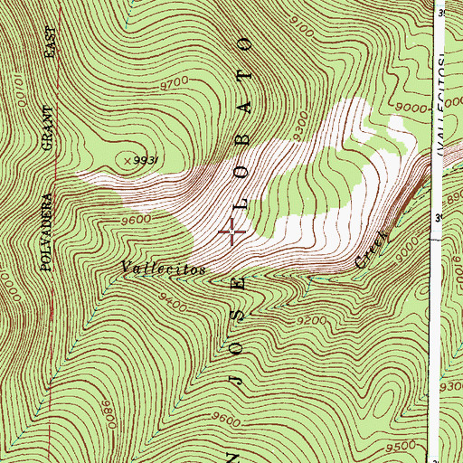 Topographic Map of Vallecitos Trail, NM