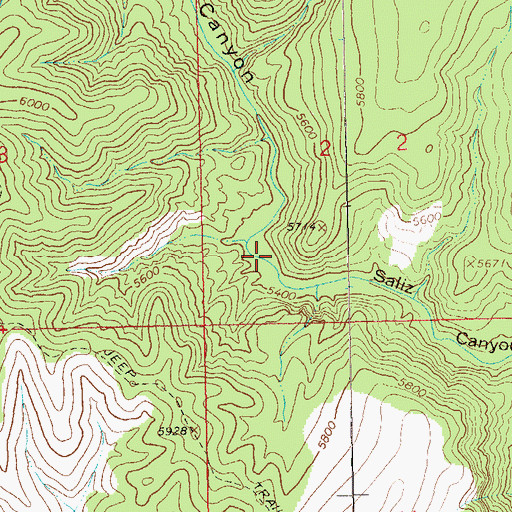 Topographic Map of Saliz Corral, NM