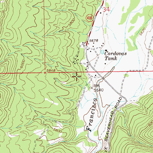 Topographic Map of Frisco Spring, NM