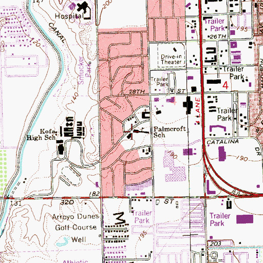 Topographic Map of Palmcroft Elementary School, AZ