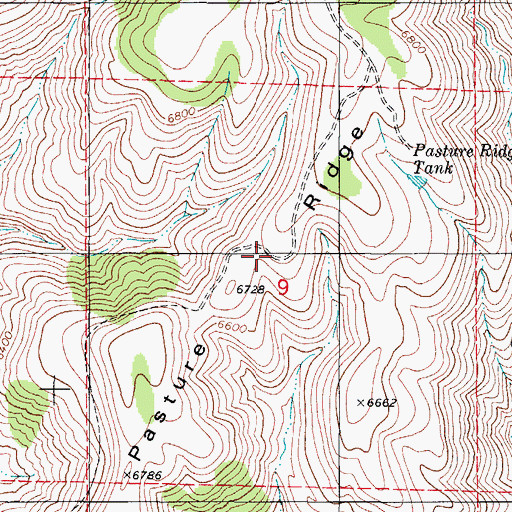 Topographic Map of Pasture Ridge, NM