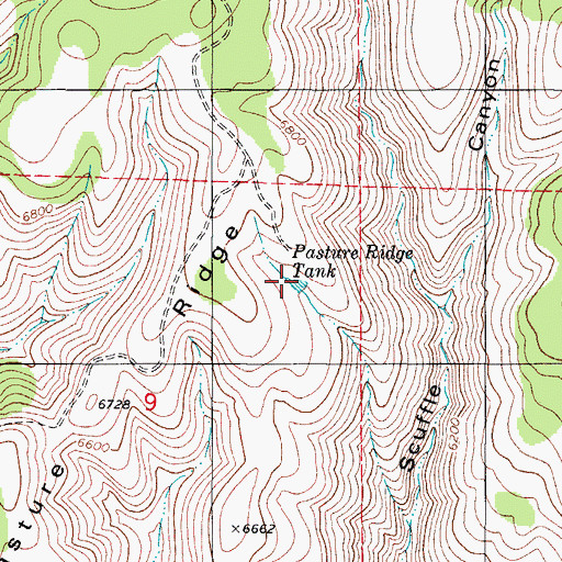 Topographic Map of Pasture Ridge Tank, NM