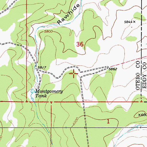 Topographic Map of Montgomery Water Storage Tank, NM