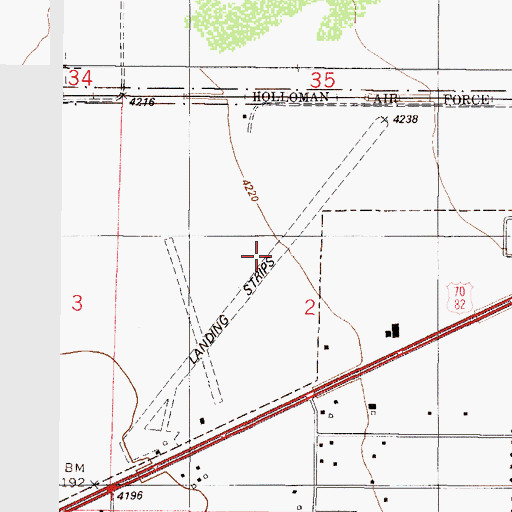 Topographic Map of Alamo Midway Airport (historical), NM