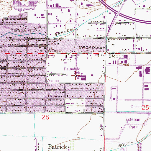 Topographic Map of Palmdale School, AZ