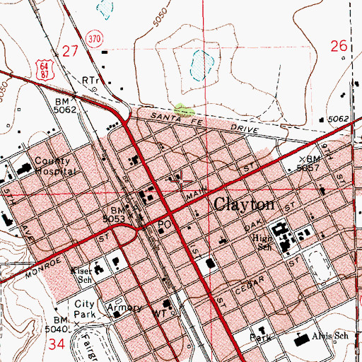 Topographic Map of Kiowa and Rita Blanca Ranger District Office, NM