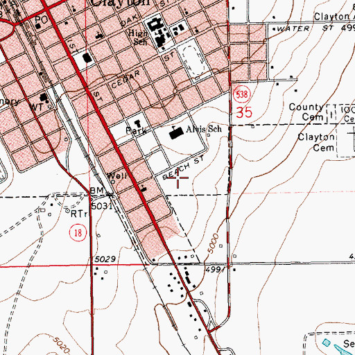 Topographic Map of Clayton Junior High School, NM