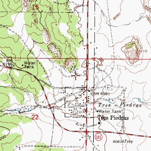 Topographic Map of Tres Piedras District Ranger Office, NM